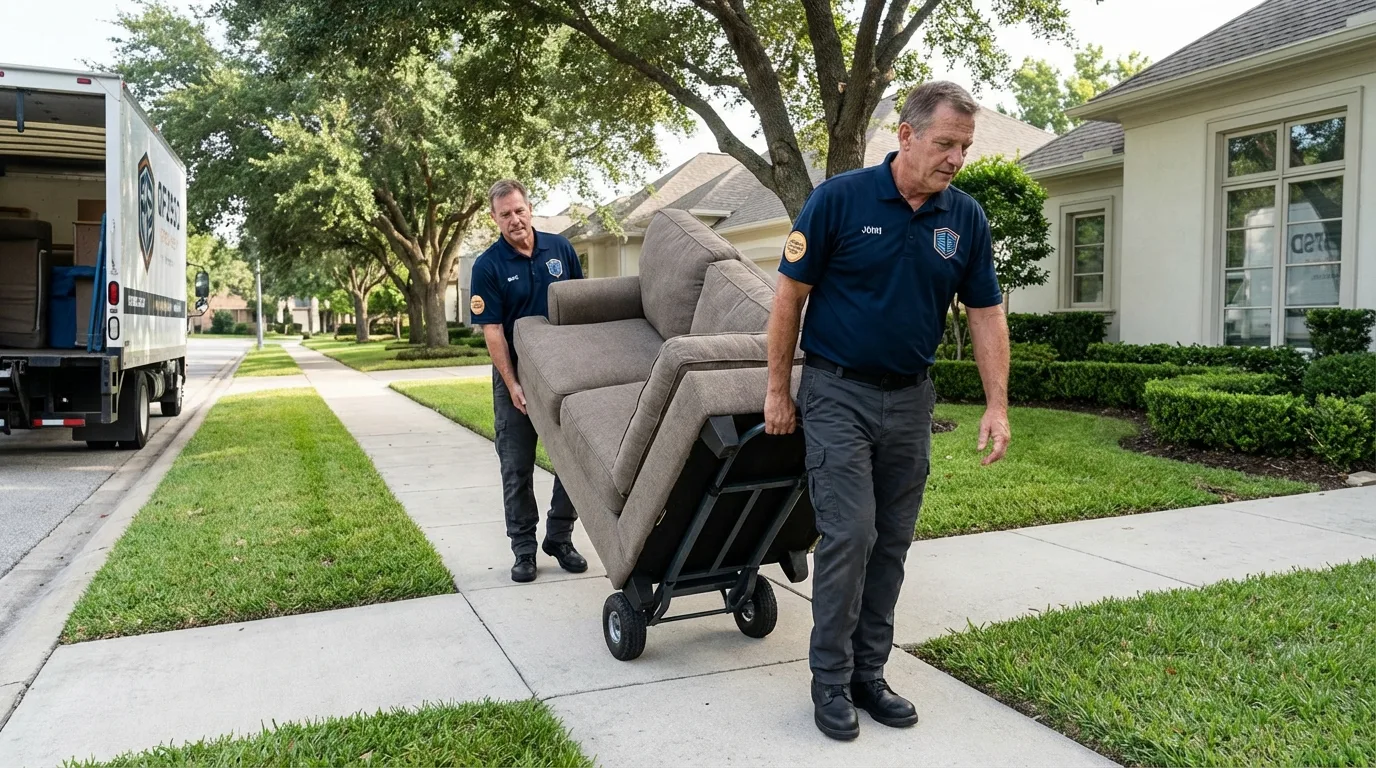 Local residential moving crew loading furniture in Orono, ME